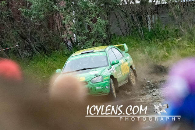 Green rally car