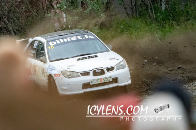White rally car